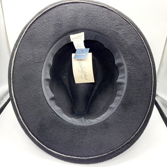 NWT Universal Thread Black 100% Polyester Standard Brim Adjustable Fedora Hat - Picture 6 of 10